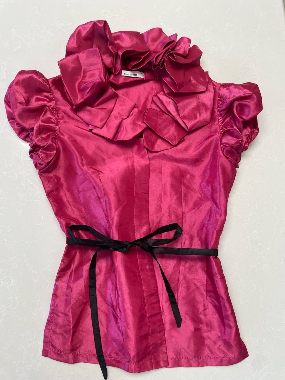 90’s Vintage Satin Ruffle Blouse